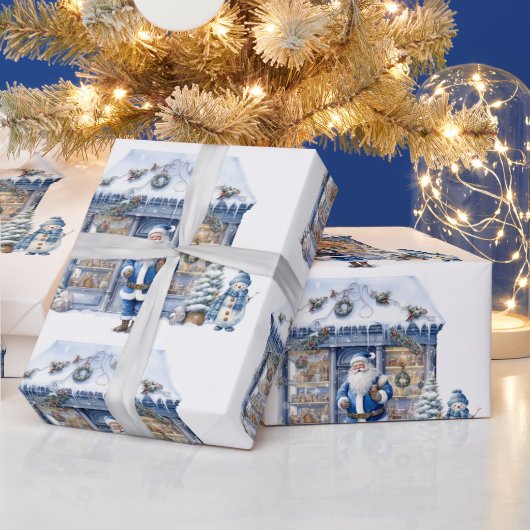 Blue Santa Claus Geschenkpapier (Feiertage)