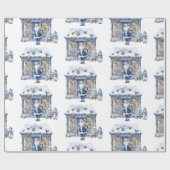 Blue Santa Claus Geschenkpapier (Flach)