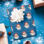 Blue Santa Claus Personalisiert Kids Weihnachten Geschenkpapier Set
