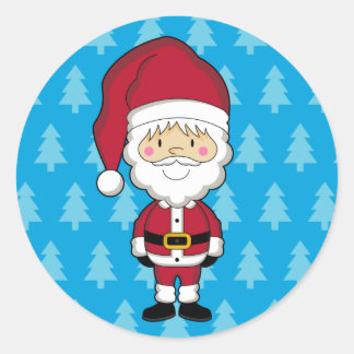Blue Santa Claus Weihnachtsaufkleber Runder Aufkleber