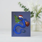 Blue Santa Dragon Feiertagspostkarte (Stehend Vorderseite)