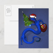 Blue Santa Dragon Feiertagspostkarte (Vorne/Hinten)
