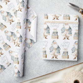 Blue Santa Happy Holidays Christmas  Geschenkpapier