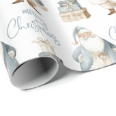 Blue Santa Merry Christmas Geschenkpapier (Rolleneckpunkt)