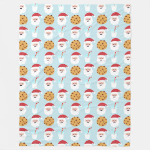 Blue Santa Milk und Cookies Fleece Blanket