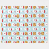 Blue Santa Milk und Cookies Fleece Blanket (Vorderseite (Horizontal))
