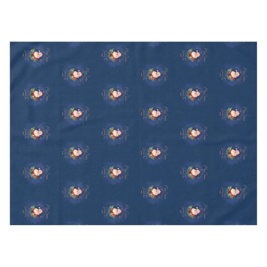 Blue Santa Pattern Skandinavien Weihnachten Tischdecke (Vorderseite (Horizontal))