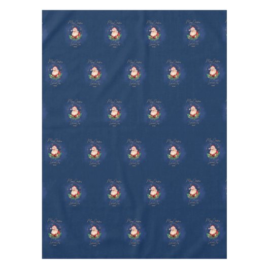 Blue Santa Pattern Skandinavien Weihnachten Tischdecke (Vorderseite)