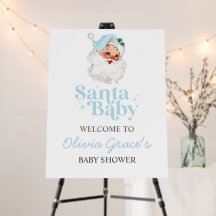 Blue Santa Retro Baby Dusche Willkommen