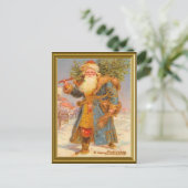Blue Santa Santa Feiertagspostkarte (Stehend Vorderseite)