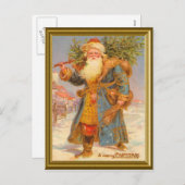 Blue Santa Santa Feiertagspostkarte (Vorne/Hinten)