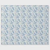 Blue Santa Toile Wrapping Paper Vintage Geschenkpapier (Flach)