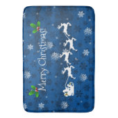 Blue Santa's Sleigh and Rentier Bath Mat Badematte (Vorderseite Vertikal)