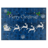 Blue Santa's Sleigh and Rentier Cutting Board Schneidebrett (Vorderseite)