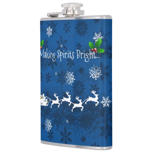 Blue Santa's Sleigh and Rentier Flask Flachmann (Links)