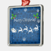 Blue Santa's Sleigh and Rentier Keramik Ornament Aus Metall (Links)