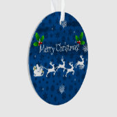 Blue Santa's Sleigh and Rentier Ornament (Vorderseite)