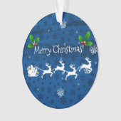 Blue Santa's Sleigh and Rentier Ornament (Vorderseite)