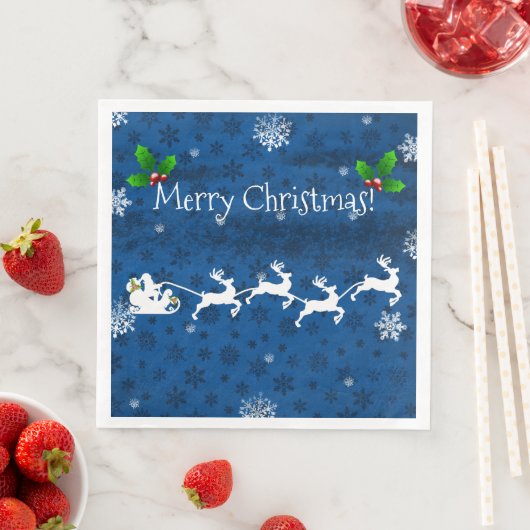 Blue Santa's Sleigh and Rentier Paper Napkin Serviette (Beispiel)