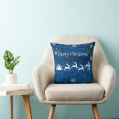 Blue Santa's Sleigh and Rentier Throw Kissen (Stuhl )