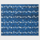 Blue Santa's Sleigh and Rentier Wrapping Paper Geschenkpapier (Flach)