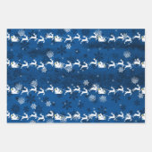 Blue Santa's Sleigh and Rentier Wrapping Paper Geschenkpapier Set (Vorderseite 3)