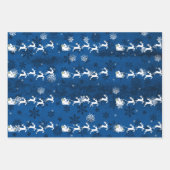 Blue Santa's Sleigh and Rentier Wrapping Paper Geschenkpapier Set (Vorderseite 2)