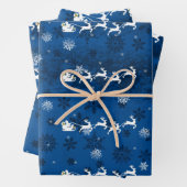 Blue Santa's Sleigh and Rentier Wrapping Paper Geschenkpapier Set (Beispiel)