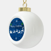 Blue Santa's Sleigh & Rentier Weihnachtsschmuck Keramik Kugel-Ornament (Rechts)