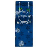 Blue Santa's Sleigh und Rentier Weinbeutel Geschenktüte Für Weinflaschen (Vorderseite)