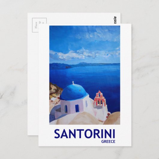 Blue Santorini, Griechenland - Blick von Oia Postkarte (Vorne/Hinten)