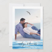 Blue Santorini Griechenland Hochzeit im Aquarell F Save The Date (Rückseite)