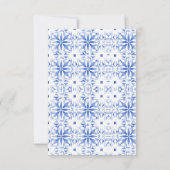 Blue Santorini Griechenland Hochzeit in Urlaubsort RSVP Karte (Rückseite)