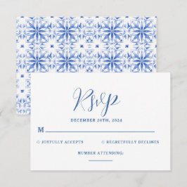 Blue Santorini Griechenland Hochzeit in Urlaubsort RSVP Karte