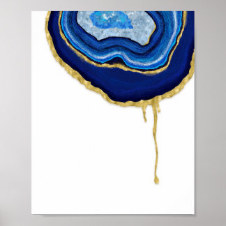 Blue Sapphire and Gold Driving Agate Art Poster