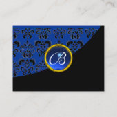 BLUE SAPPHIRE BLACK DAMASK MONOGRAM VISITENKARTE (Rückseite)
