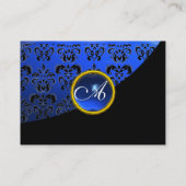 BLUE SAPPHIRE BLACK DAMASK MONOGRAM VISITENKARTE (Rückseite)
