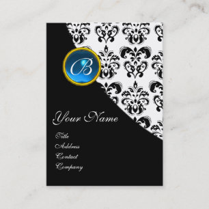 BLUE SAPPHIRE DAMASK MONOGRAMM VISITENKARTE