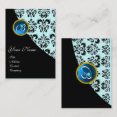 BLUE SAPPHIRE DAMASK MONOGRAMM VISITENKARTE (Vorne/Hinten)