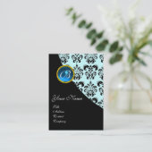 BLUE SAPPHIRE DAMASK MONOGRAMM VISITENKARTE (Stehend Vorderseite)