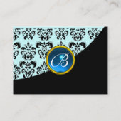 BLUE SAPPHIRE DAMASK MONOGRAMM VISITENKARTE (Rückseite)
