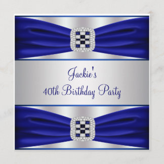 Blue Sapphire Diamond 40. Geburtstag Party Einladung