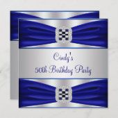 Blue Sapphire Diamond 50. Geburtstag Einladung (Vorne/Hinten)