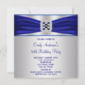 Blue Sapphire Diamond 50. Geburtstag Einladung (Rückseite)