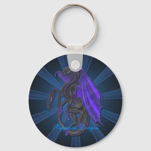Blue Sapphire Dragon Key Chain Schlüsselanhänger (Vorderseite)