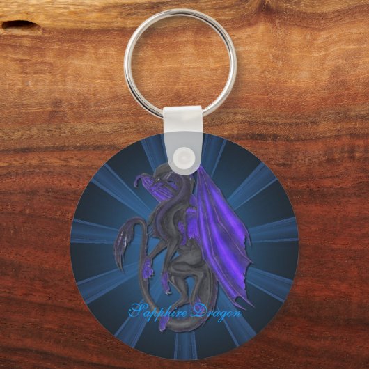 Blue Sapphire Dragon Key Chain Schlüsselanhänger (Vorderseite)