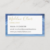 Blue Sapphire Elegante Agate Moderne Typografie Visitenkarte (Rückseite)