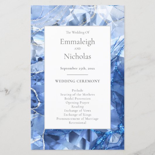Blue Sapphire Gemstone Hochzeitsprogramme (Vorderseite)