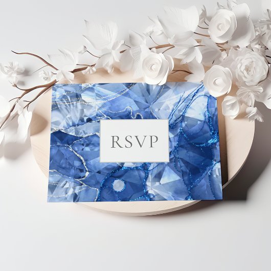 Blue Sapphire Gemstone Wedding RSVP Einladungspostkarte