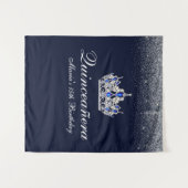 Blue Sapphire, Glitzer Quinceanera Wandteppich (Vorderseite (Horizontal))